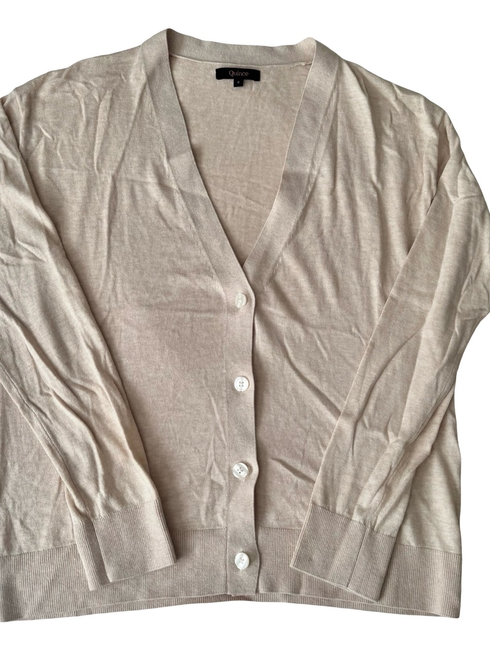 Quince Women’s Heather Oatmeal Lightweight Cotton Cashmere Cardigan Size S